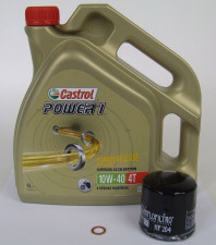 Service Wartungs Kit Ölwechsel Castrol Power1 4T 10W-40 4T HF 204 passend für Honda